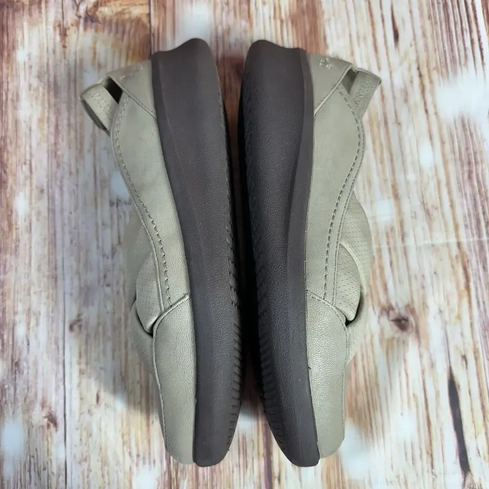 Clarks Cloudsteppers SILLIAN STAR Size 7 Tan Criss Cross Loafers Shoes Flats - Picture 7 of 10